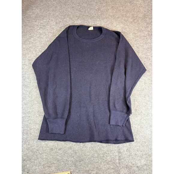 Vintage 80s JE Morgans Thermal Waffle Shirt Mens XL Blue Long Sleeve Base Layer - Picture 1 of 6